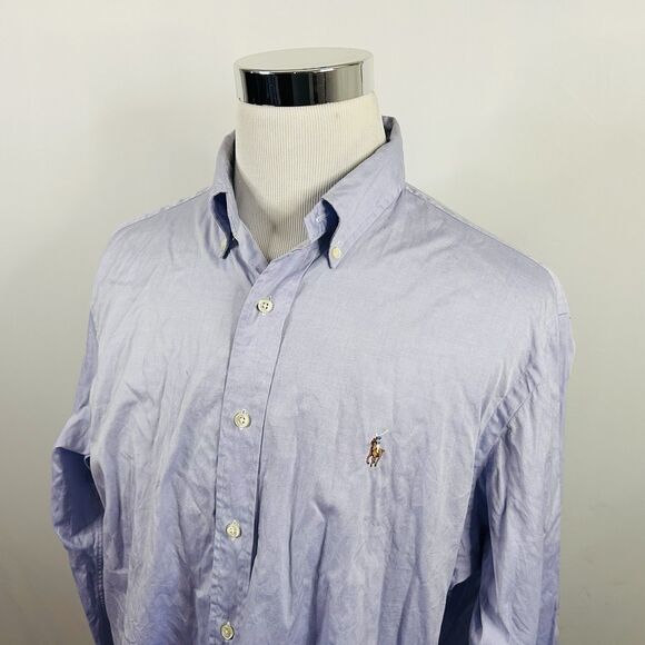 Polo Ralph Lauren 17 34/35 Classic Fit Oxford Dress Shirt Blue Button Down - Picture 1 of 5